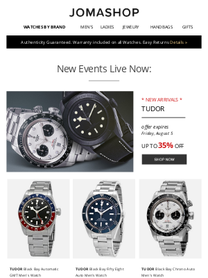 Jomashop - Tudor • Cartier • Certina • Costa Del Mar • Michael Kors (Prices Dropped)