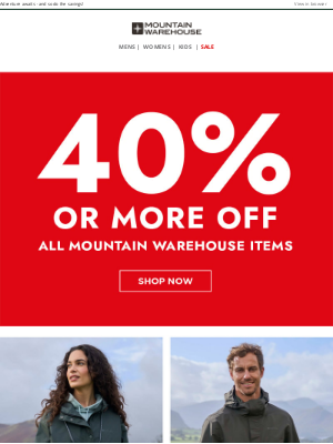 Mountain Warehouse (New Zealand) - 40% Or More Off? Too Good To Miss!