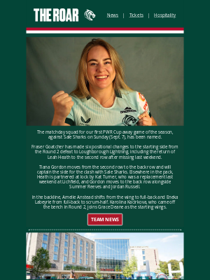 Leicester Tigers - Team News for women’s trip to Sale