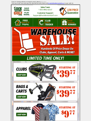 Rock Bottom Golf - FINAL HOURS: Warehouse Sale ⌛ ENDS @ MIDNIGHT!