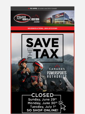 GP Bikes - 🏁 Gear Up & Save the Tax –  On Now Until Tuesday!