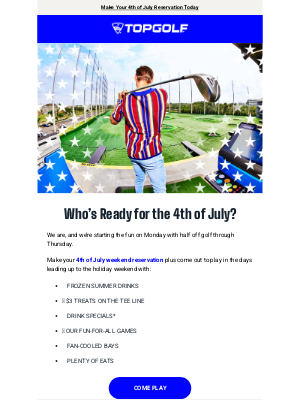 Topgolf - PLAN NOW: Weekday Savings + July 4th Play ⛳️