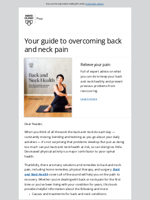 Mayo Clinic - Say goodbye to back and neck pain