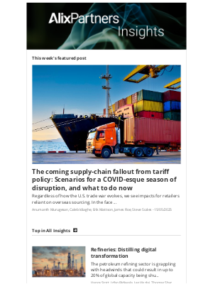 AlixPartners - The coming supply-chain fallout from tariff policy: Scenarios for a COVID-esque season of disruption, and what to do now