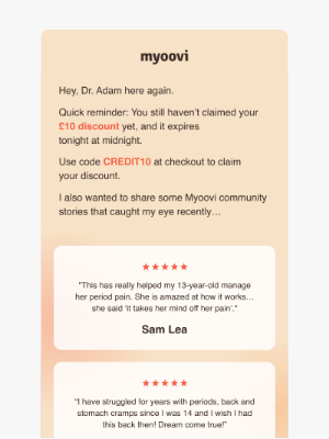 Myoovi - Your £10 credit expires tonight