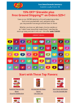 Jelly Belly Candy Company - Don't Wait, This Weekend Only: Enjoy Sitewide Savings + Free Shipping!