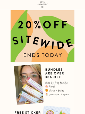 Good Chemistry - Did you want 20% off? Summer Travel Sale ends today.