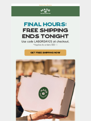 Made In Washington - FREE SHIPPING ends tonight!