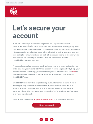 Chick-fil-A - Protect your Chick-fil-A® One account