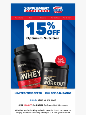 Supplement Warehouse (Australia) - Optimum Nutrition Sale ⚡ 15% Off