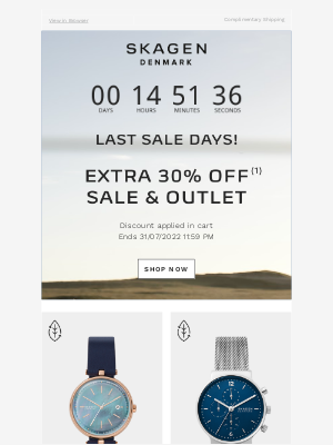 Skagen - Last chance for Extra 30% OFF