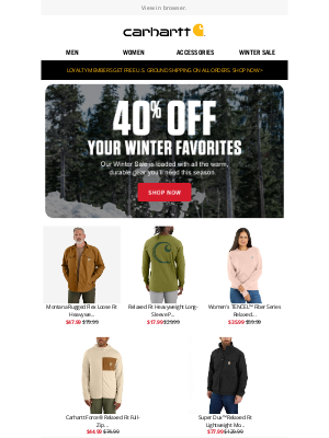 Carhartt - 40% Off: Our Winter Sale is going strong