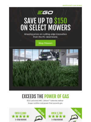 EGO - Save big on mowers for a limited time