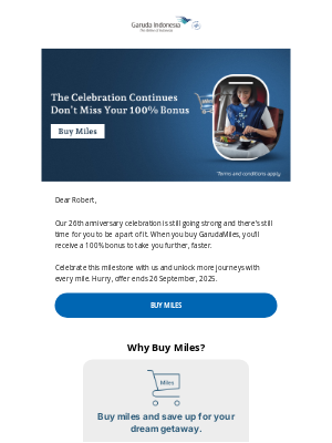 Garuda Indonesia - Your 100% Bonus Miles Offer Won’t Last Forever!