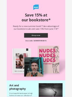 Blurb - Two days only: 15% off our bookstore