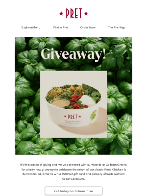 Pret A Manger - 📣 Giveaway Time 📣 Pret and Gotham Greens 🥗