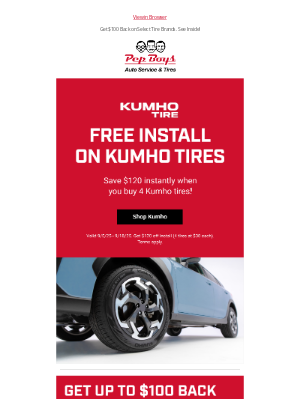 Pep Boys - FREE Install on Kumho Tires – Save $120 Instantly! 🤩