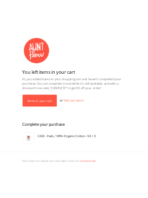 Aunt Flow - Complete your Purchase (with $5 off!)