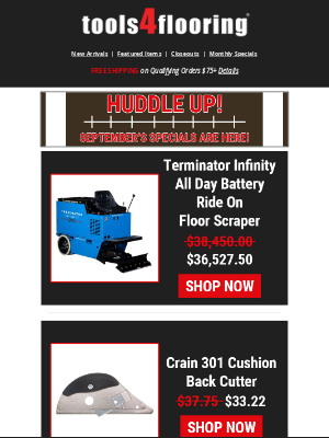 Tools 4 Flooring - Don't Fumble! 🏈 Catch our September Specials Now!