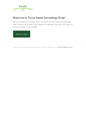 Truvia - Customer account confirmation