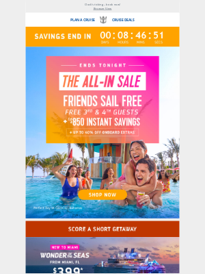 Royal Caribbean Cruises - 🔥 LAST CHANCE: Up to $850 OFF your adventure
