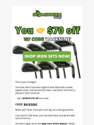 BombTech Golf - The second half of summer wants better swings🏌️‍♂️