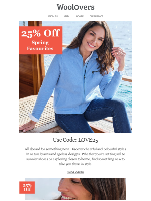 WoolOvers (United Kingdom) - 25% Off Spring Favourites | 48 HOURS ONLY