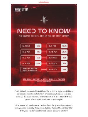 Houston Rockets - Participate in the Rockets Lottery Sweepstakes! 🚀
