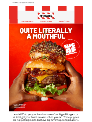 TGI Fridays - Just like burgers, only BIGGER 🍔