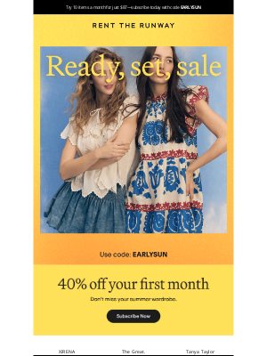 Rent the Runway - 40% off 10 styles? Yes please