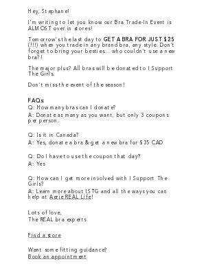 American Eagle Outfitters - The Bra Trade-In Event ends TOMORROW (!!!)