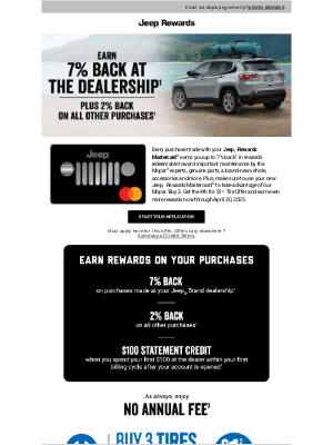 Jeep - Earn 7% back on all dealership purchases