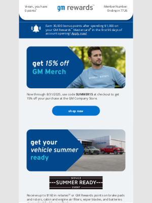 GMC - Vivian., your GM Rewards monthly update has arrived!