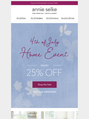 Annie Selke - Your July 4th Style Upgrade Starts Now with 25% Off