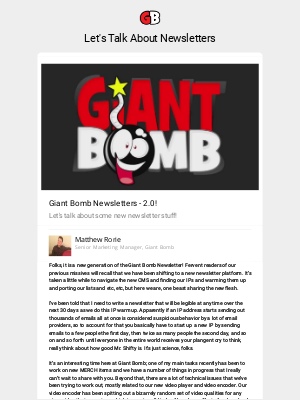 Giant Bomb - Hey, Bet You Weren't Expecting a GB Newsletter