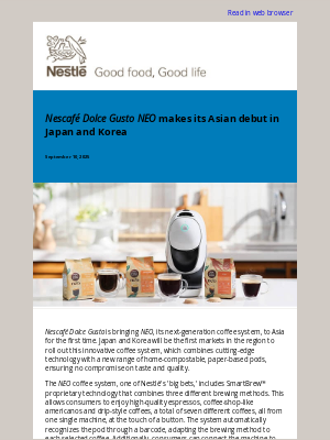 Nestle - Nescafé Dolce Gusto NEO makes its Asian debut in Japan and Korea