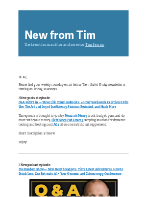 Tim Ferriss - New from Tim — 