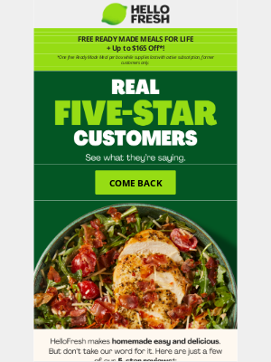 HelloFresh USA - Get free Ready Made Meals for life + up to $165 Off*!