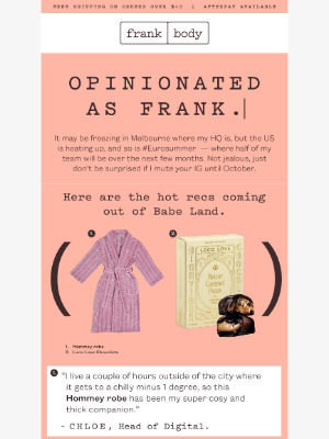 frank body - Opinionated as f***k: My HQ recommendations.