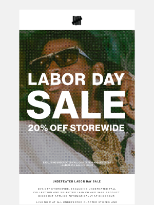 Undefeated - UNDEFEATED Labor Day Sale