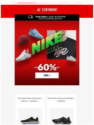 Centauro (Brazil) - Nike Week com até 60% OFF! 👏