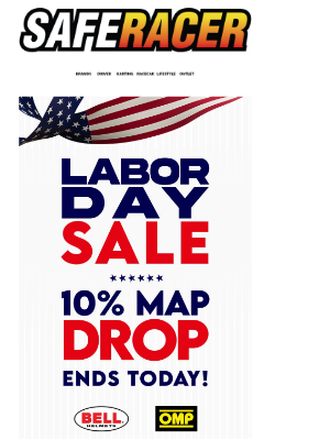 SafeRacer - Last Labor Day Chance: Save 10% on Bell & OMP