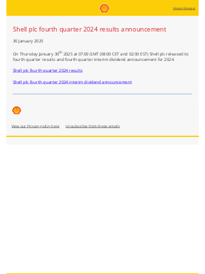 Shell - Shell plc fourth quarter 2024 results announcement