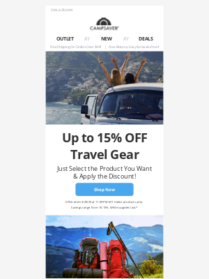 CampSaver - Up to 15% OFF Travel Gear
