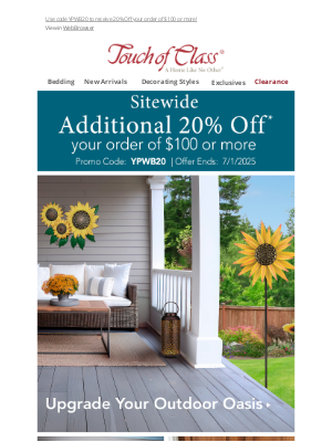 Touch of Class - Outdoor Upgrade with 20% off your order