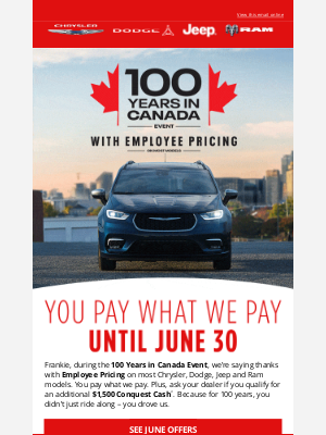 Dodge (Canada) - URGENT: 4 DAYS LEFT to get Employee Pricing on select models