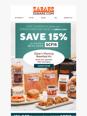 Zabar's - Last Chance! • SAVE 15% • Order & Send from Zabars.com