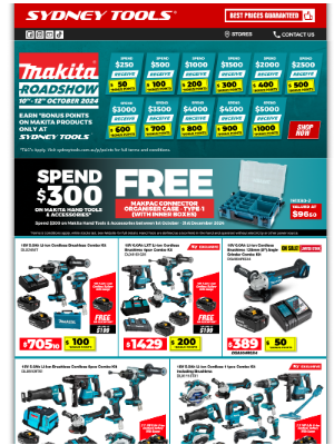 Sydney Tools (Australia) - Gear Up for Bonus Points at the Makita Roadshow & Automotive Sale! In-store and Online Today.⚡