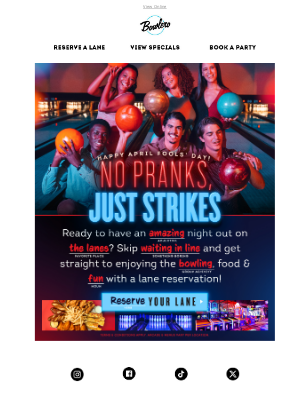 Bowlero - ⚠️ Warning: Book A Lane Today... Side Effects Include Unlimited Fun, Smiles, & Lots Of Strikes!