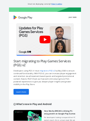 Google Play - Your Games Quarterly newsletter has arrived